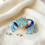 Blue Crab Enamel Crystal Jewelry Trinket Box - Image 4
