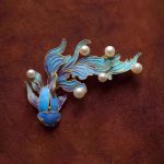 Filigree Enamel Goldfish Pearl Drop Earrings - Image 5