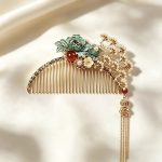 Peony & Pine Pearl Tassel Chinese Hair Comb