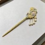 Filigree Enamel Lotus Pearl Tassel Hairpin
