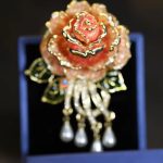 Vintage Enamel Rose Tassel Pearl Brooch - Image 3