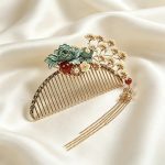 Peony & Pine Pearl Tassel Chinese Hair Comb - Image 3