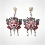 Gothic Doll Face Butterfly Tassel Drop Earrings - Image 4