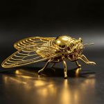 Vintage Golden Filigree Cicada Brooch - Image 6