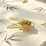 Vintage Golden Filigree Cicada Brooch