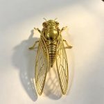 Vintage Golden Filigree Cicada Brooch - Image 4