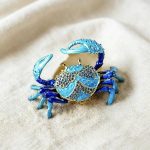 Blue Crab Enamel Crystal Jewelry Trinket Box